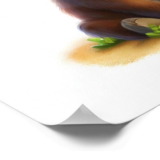 Een 3D-Afbeelding van een Schattigee jonge stier Poster (Hoek)