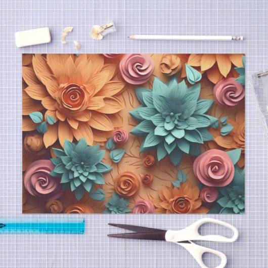 Een 3D Bloem Reeks Ontwerp 6 Tissuepapier (Craft)