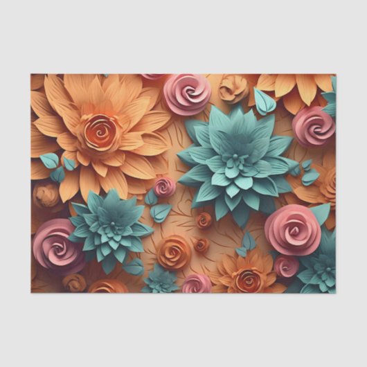 Een 3D-bloemenserie ontwerp 6 Tissuepapier (Voorkant)