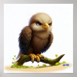 Een 3D Rendered Waterverf Afbeelding van een Bald  Poster