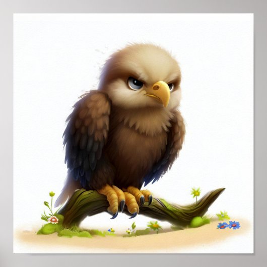 Een 3D Rendered Waterverf Afbeelding van een Bald  Poster (Voorkant)