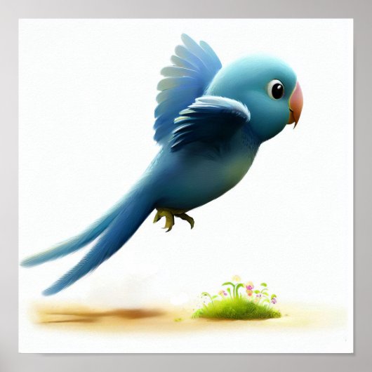 Een 3D-Waterverf Afbeelding van een blauwkoppapega Poster (Voorkant)