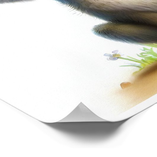 Een 3D-Waterverf Afbeelding van een jonge coyote Poster (Hoek)