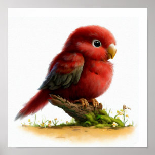Een 3D-Waterverf Afbeelding van een jonge Crimson Poster