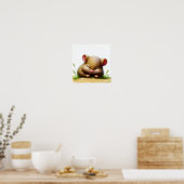 Een 3D-Waterverf Afbeelding van een jonge slaapmui Poster (Keuken)