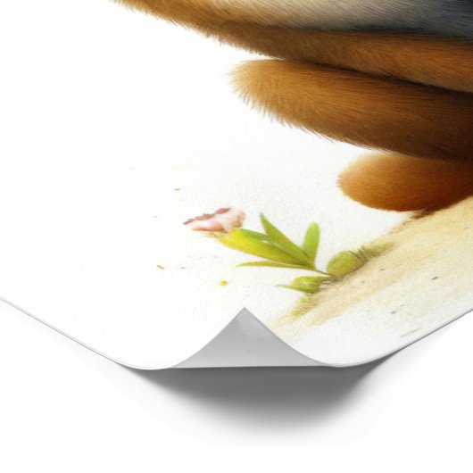 Een 3D Waterverf Afbeelding van een Schattigee Jon Poster (Hoek)