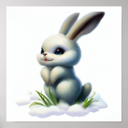 Een 3D Waterverf schilderij van een Arctic Hare Poster (Voorkant)