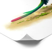 Een 3D-Waterverf schilderij van een grote groene a Poster (Hoek)