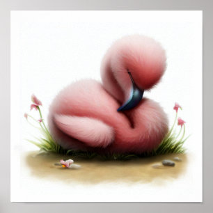 Een 3D-Waterverf schilderij van een Schattigee Fla Poster