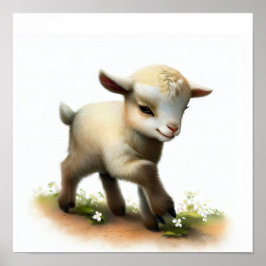 Een 3D Waterverf schilderij van een Schattigee gei Poster