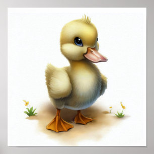 Een 3D-Waterverf schilderij van een Schattigee jon Poster