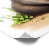 Een 3D-Waterverf schilderij van een Schattigee reu Poster (Hoek)