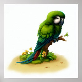 Een 3D-waterverfschilderij van een grote groene ar Poster