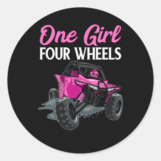 Één 4 wielen ATV UTV zij aan zij Ronde Sticker (Voorkant)