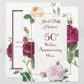 Een 50-jarig huwelijksjubileumfeest - Menu kaart (Voorkant / Achterkant)