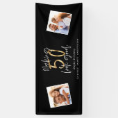 een 50 - jarige verjaardag met zwart en goud spandoek (Verticaal)