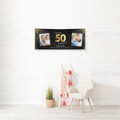 Een 50-jarige zwarte en gouden verjaardagsbanner spandoek (Insitu)