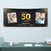 Een 50-jarige zwarte en gouden verjaardagsbanner spandoek (Beurs)