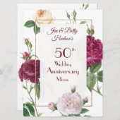 Een 50ste bruiloft Jubileum Party - Menu Kaart (Voorkant / Achterkant)