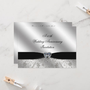 Een 60e Diamanten Huwelijksjubileum 7x5 Uitnodigin Kaart