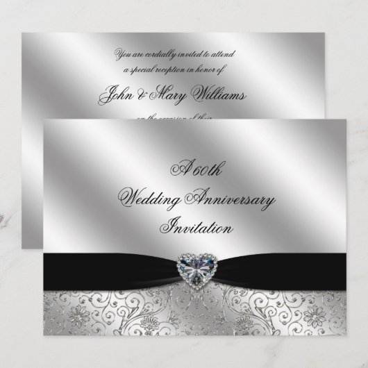 Een 60e Diamond Wedding Jubileum 7x5 Uitnodiging (Voorkant / Achterkant)