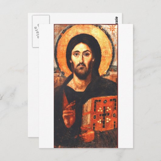 Een 6-eeuwse icoon van Jezus Briefkaart (Voorkant / Achterkant)