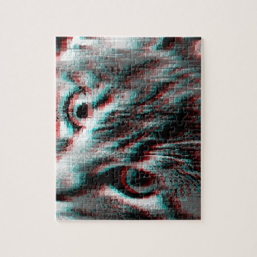 Een 8-bits Cat Glitch Legpuzzel (Verticaal)