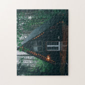 EEN A-FRAME HOUTEN HUIS IN DE BOS LEGPUZZEL (Verticaal)