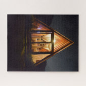EEN A-FRAME-HUT 'S NACHTS LEGPUZZEL (Horizontaal)