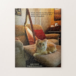 Een A-Muse Puzzle-Harping Kat Legpuzzel