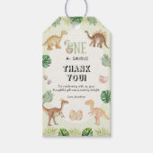 Een-a-Saurus 1e verjaardag cadeaubijsluiter Cadeaulabel (Voorkant)