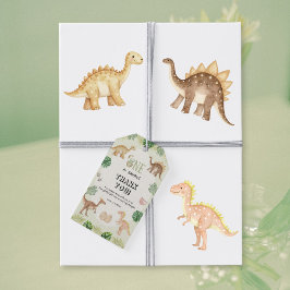 Een-a-Saurus 1e verjaardag cadeaubijsluiter Cadeaulabel