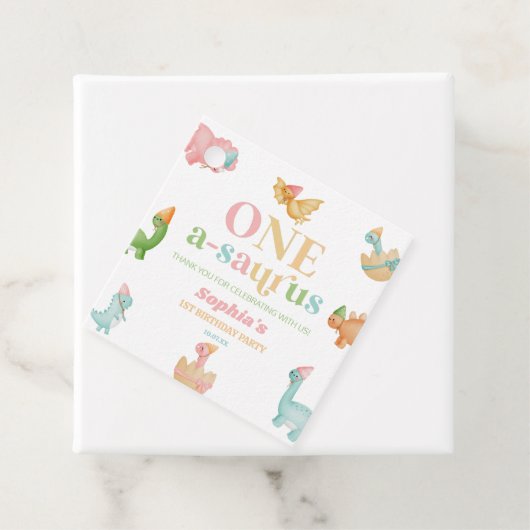 Een A-Saurus Dinosaurus 1e Verjaardagsfeest Bedankjes Labels (In situ)