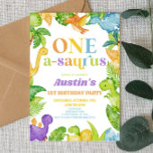 Een A-Saurus Dinosaurus 1e Verjaardagsfeest Kaart
