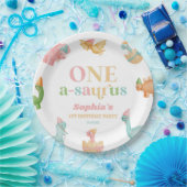 Een A-Saurus Dinosaurus 1e Verjaardagsfeest Papieren Bordje (Feest)