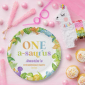 Een A-Saurus Dinosaurus 1e Verjaardagsfeest Papieren Bordje (Feest)