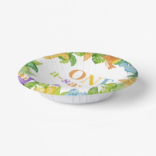 Een A-Saurus Dinosaurus 1e Verjaardagsfeest Papieren Kommen (Gebogen)