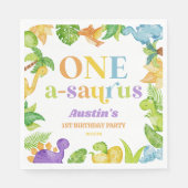 Een A-Saurus Dinosaurus 1e Verjaardagsfeest Servet (Voorkant)