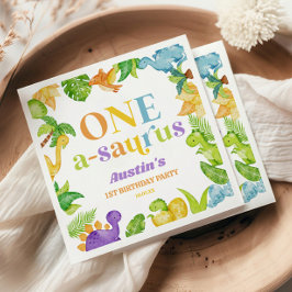 Een A-Saurus Dinosaurus 1e Verjaardagsfeest Servet