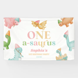 Een A-Saurus Dinosaurus 1e Verjaardagsfeest Spandoek