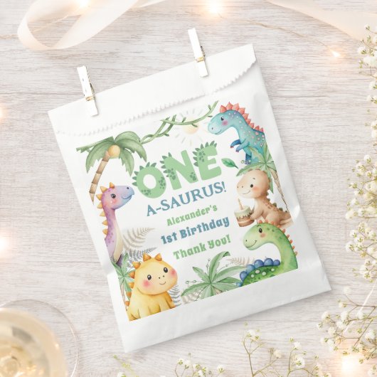Een A-Saurus Jongen Dinosaurus 1e Verjaardag Bedankzakje (Geknipt)