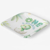 Een A-Saurus Schattigee Dino Boy Dinosaurus 1e Ver Papieren Bordje (Gebogen)