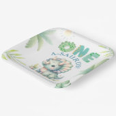 Eén A-Saurus Triceratops Dinosaurus 1e verjaardag Papieren Bordje (Gebogen)