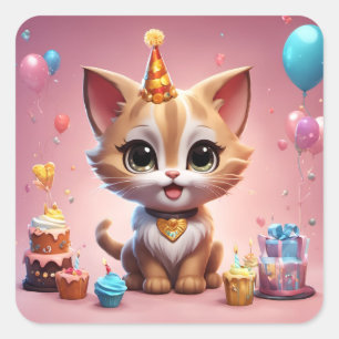 Een aanbiddende chaton vierkante sticker