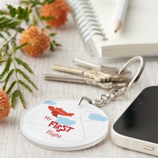 Een aandenken om de eerste reis in een vliegtuig t sleutelhanger (Voorkant Rechts)