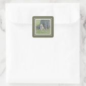 Eén aangepaste fototemplate groen en wit omlijst vierkante sticker (Tas)
