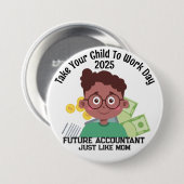 Een aangepaste jongensfinanciering brengt uw kind  ronde button 7,6 cm (Voorkant /achterkant)