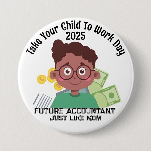 Een aangepaste jongensfinanciering brengt uw kind  ronde button 7,6 cm (Voorkant)