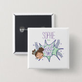 Eén aangepaste meisjes paars maken vierkante button 5,1 cm (Voorkant /achterkant)