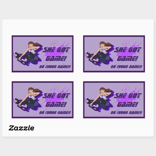 Een aangepaste Vrouw Skateboarder Sticker (Vel)